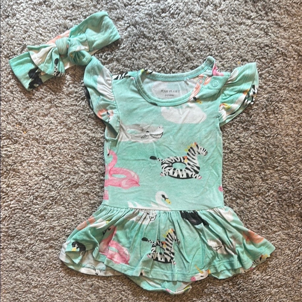 Posh Peanut 0-3mo Lenny Bodysuit Twirl & Headband